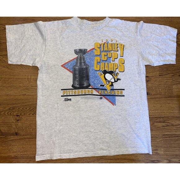 Vintage 1991 Salem Sportswear Pittsburgh Penguins 1991 Stanley Cup Champs Shirt - Picture 1 of 4
